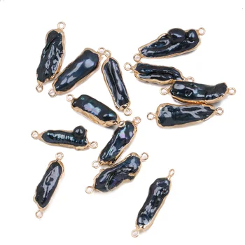 

Natural Freshwater Pearl Pendant irregular Double hole connector Pendants for Jewelry Making DIY Bracelet Necklaces Accessories