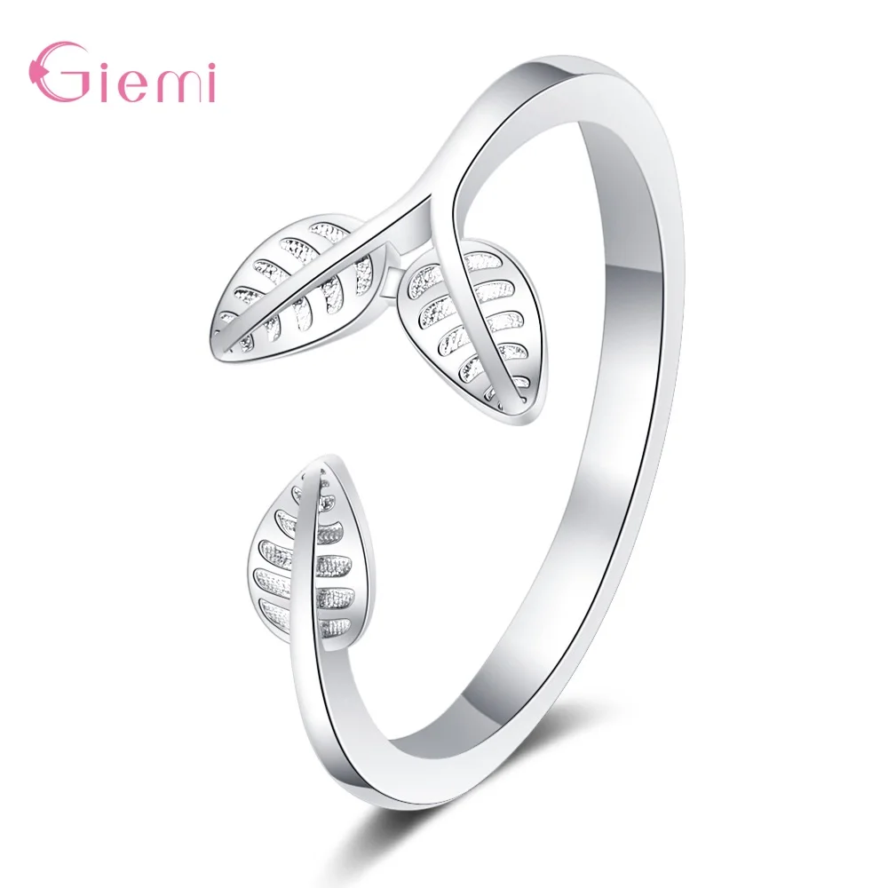 

Authentic 925 Silver Tree Leaves Finger Rings For Women Super Nice Silver Jewelry Gift Statement Adjustable Rings