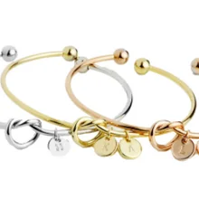 Модный Открытый браслет, серебристый, золотой, розовый цвет, персонализированный A-Z галстук с буквами, завязанный узлом, браслет для женщин, ювелирное изделие