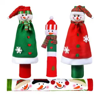 

3PCS 4PCS Cute Refrigerator Door Handle Covers Kitchen Appliance Protector Party Festive Christmas Decor