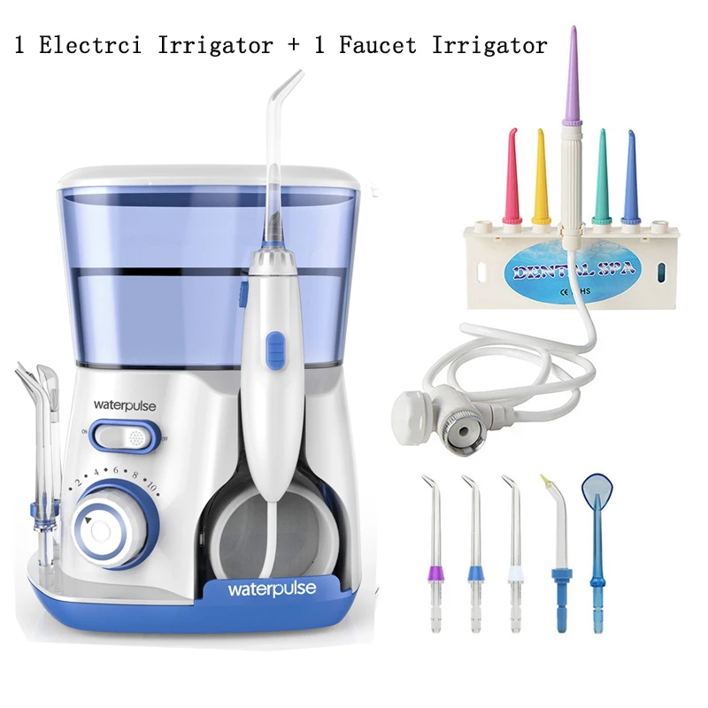 Водный Пульс V300 ирригатор для полости рта Стоматологический Ирригатор вода мощный Флоссер стоматологический Флоссер или кран ирригатор для полости рта инструменты - Цвет: Electric and Faucet