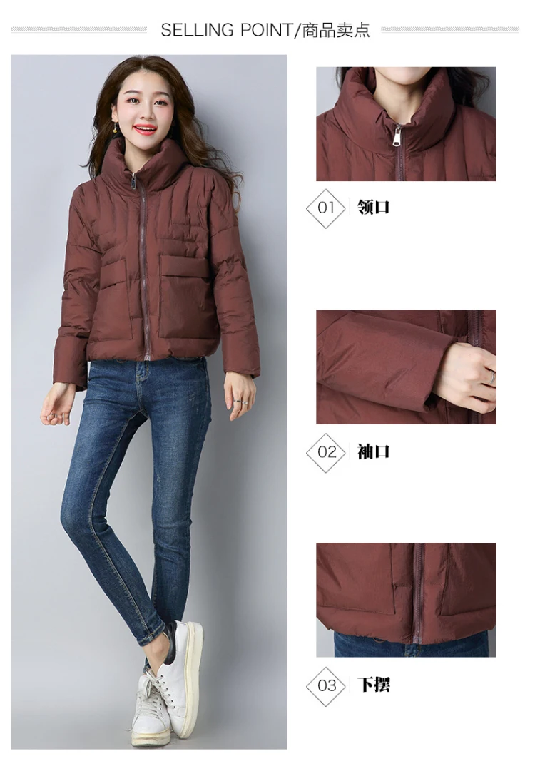 Winter Zipper Stand Collar Cotton-padded Clothes/Cotton Coat Korean-style Versatile Fashion Casual Slim Fit Elegant