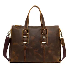 Vintage Crazy Horse Leather Men's Briefcase Laptop Bag Business Handbag Bag Genuine Leather Men Shoulder Bag Crossbody bag