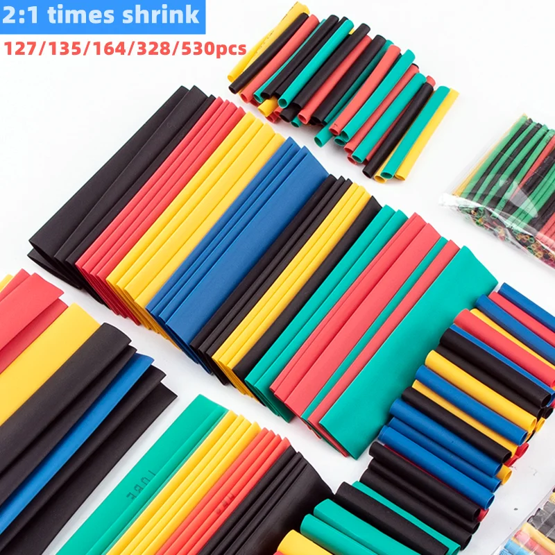 127/135/164/328/530 pçs 21 shrinkable isolamento calor shrinkable tubo fio e cabo de dados capa protetora eletrônico diy