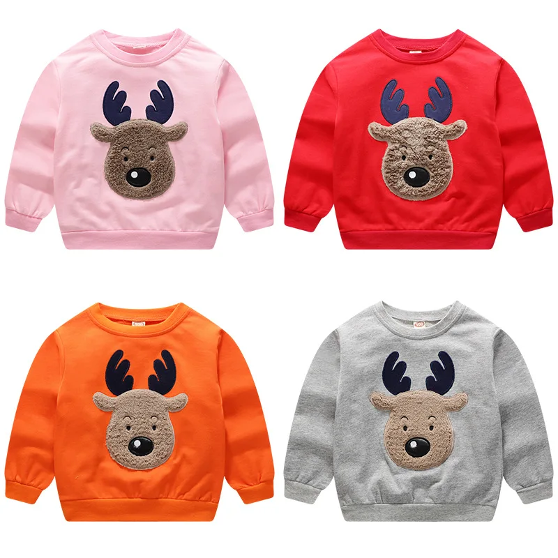 

Boy Winter Xmas Fawn Kid Boy Girl Deer Clothes T-shirt Top Kid Sweaters Lovely Cartoon Warm Toddler elk