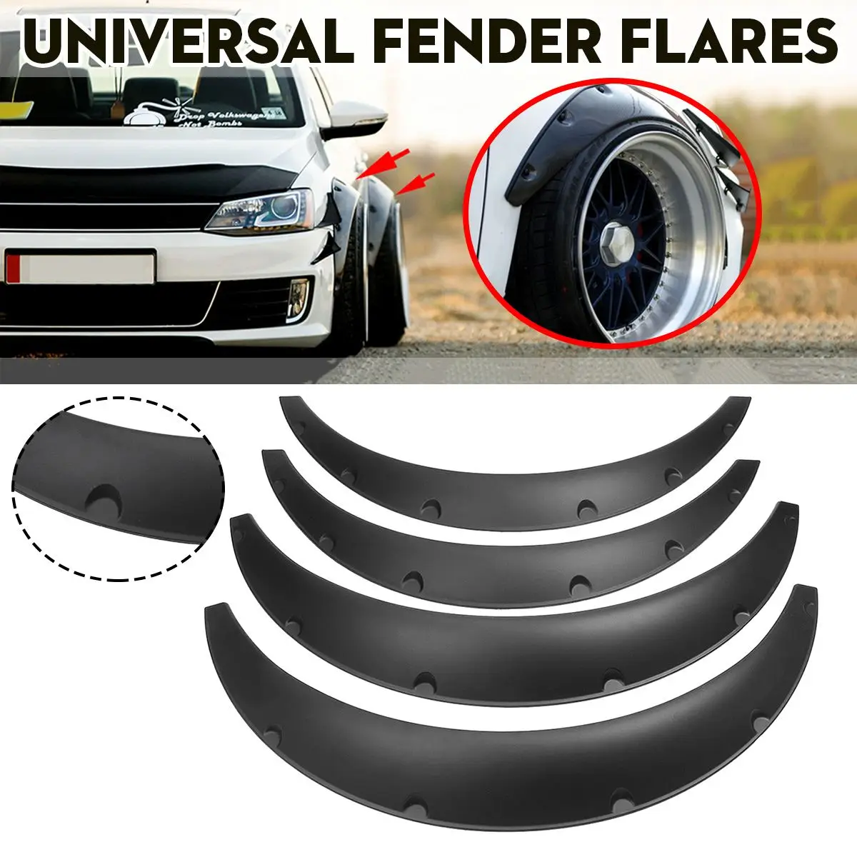 

High Quailty 4pcs Universal Car Mudguard Protector Mud Splash Guard For Fender Flares Flexible For Benz For BMW For Audi