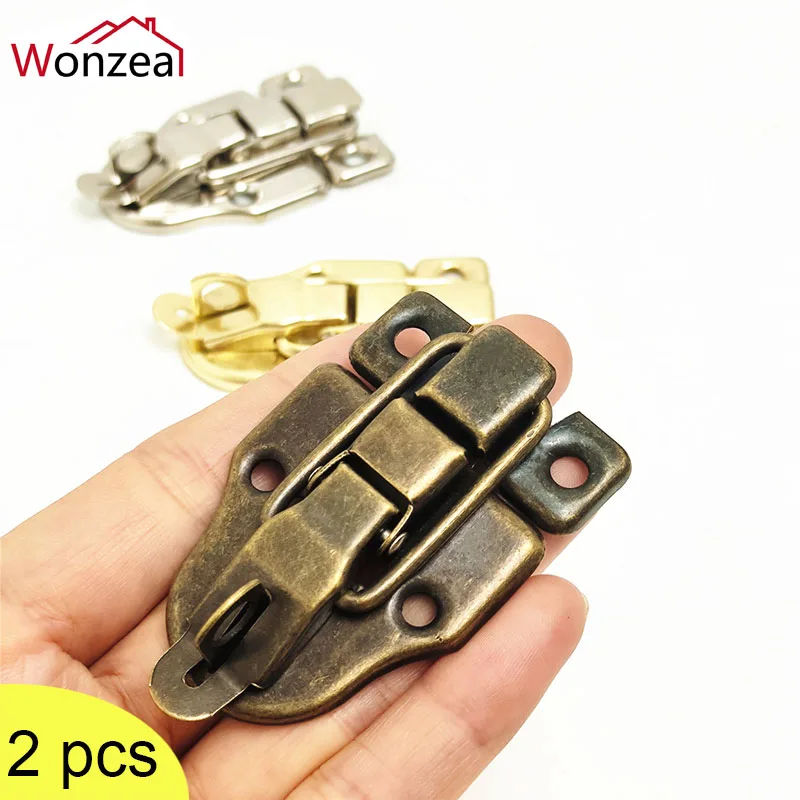 Practical Wooden Box Catch Clasp Hasp Latch Lock 2pcs Jewelry Box Suitcase Hasp Furniture Hardware Accessories With Screws
