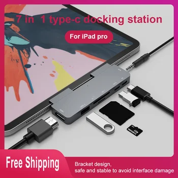 

Type-C Laptop Docking Station USB3.0 HDMI AUX TF SD DATA PD 7 in 1 for Laptop iPad Pro Dock