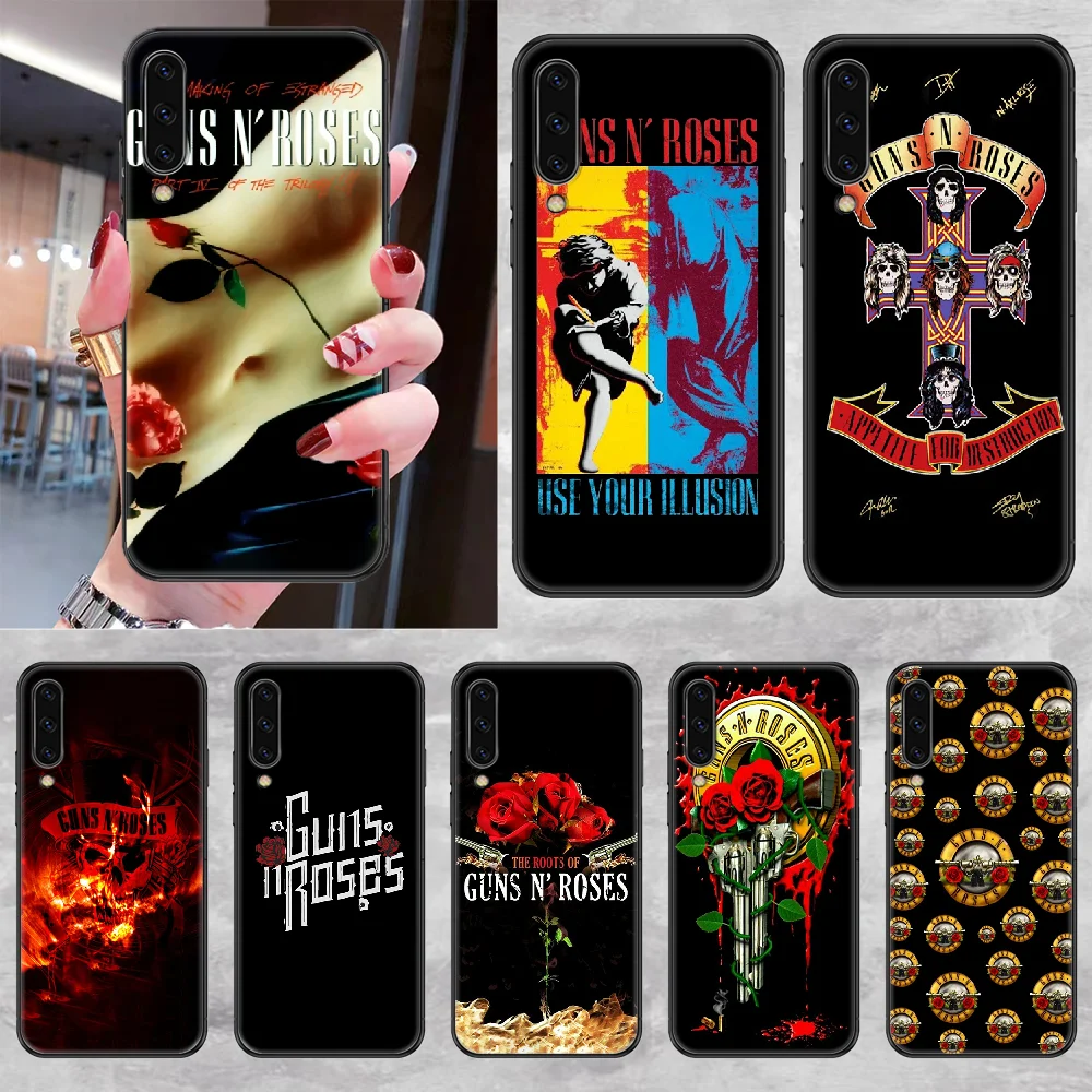 Чехол rock band Guns roses для телефона Samsung Galaxy A 3 5 7 8 10 20 21 30 40 50 51 70 71 E S 2016 2018 4G Черный 3D