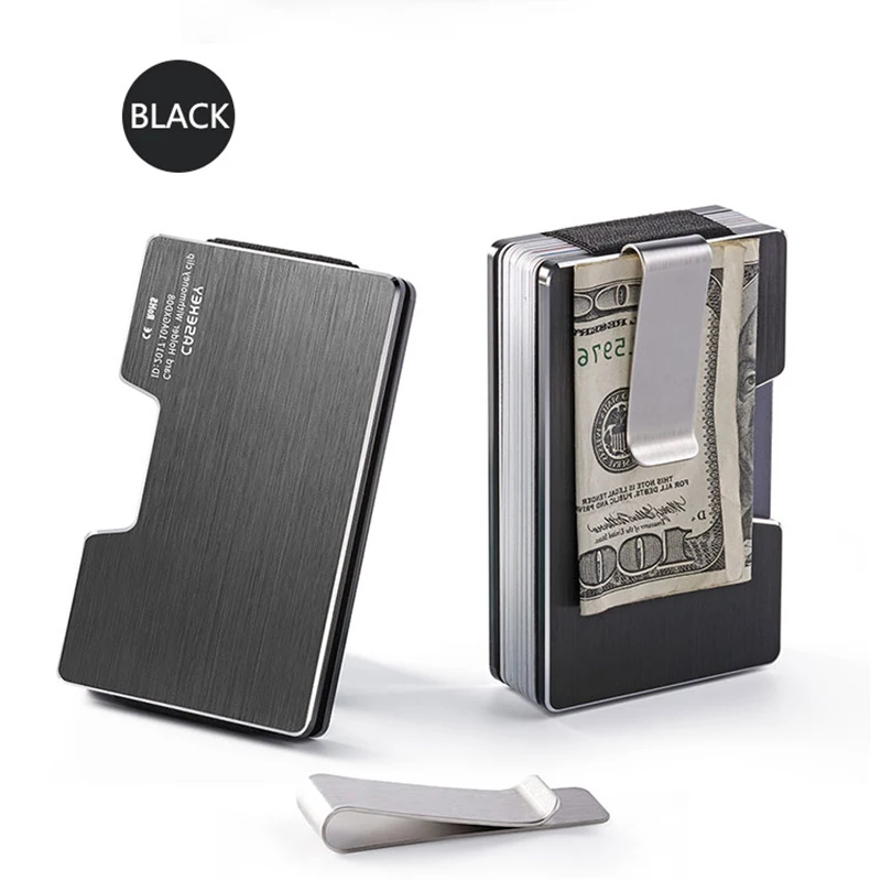 

DIENQI Rfid Anti Metal Card Holder Men Wallet Money Bag Black Slim Male Mini Smart Magic Minimalist Pocsafe Wallet Aluminum 2021