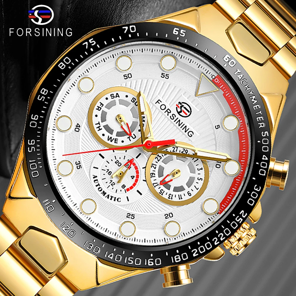 

Forsining 2019 Creative Men Automatic Watch Fashion Speed Racing Car Date Mechanical Sport Steel Strap Wristwatch Relojes Hombre