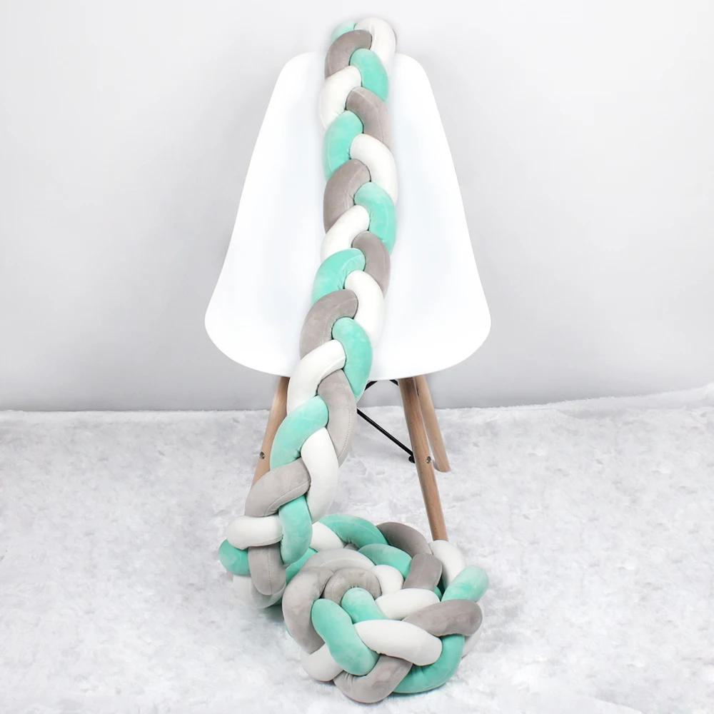 2.5M 3M Length Knot Newborn Bumper Long Knotted Braid Pillow Baby Bed Bumper in the Soft Crib Infant Room Decor