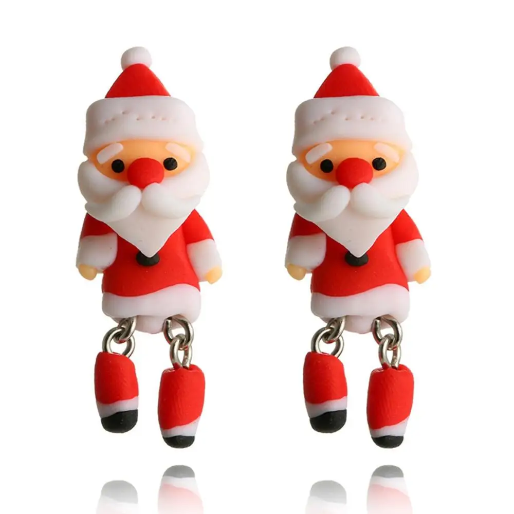 Милый мультфильм Санта Клаус полимерная глина красные серьги для женщин Модный Пингвин Снеговик длинные Подвесные серьги ювелирные изделия ручной работы Рождество - Окраска металла: Style 2