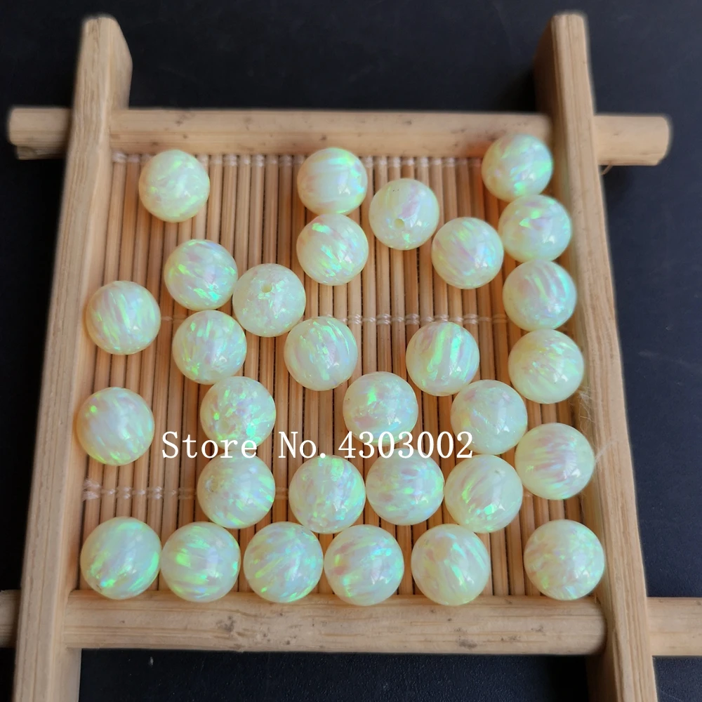 

20pcs/lot 8mm Lemon Yellow Synthetic Round Ball Opal Stone Round Opal beads for DIY Jewelry