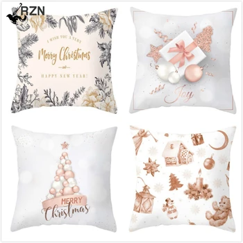 

Christmas Polyester Pillow Cushion Cover Gift Tree Throw Pillow Case Xmas Decorative Square Pillowcase for Sofa Decor 45X45CM