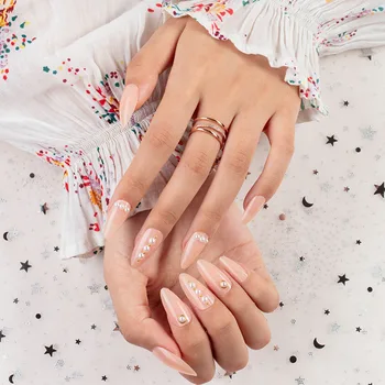 

Water Drop style Mid-length Fake Nails press on Faux Pearl Decor Wearable Finished products Daily Wear false nails with designs