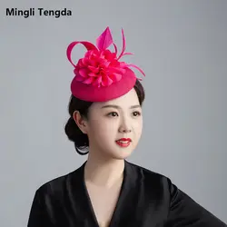 Mingli Tengda Cambric перо вечерние головные уборы для верховой езды свадебные головные уборы Элегантная шляпка невесты перо Свадебные украшения