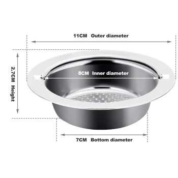 

2 durable Sink filter with handle stainless steel strainer for kitchen drain plugs