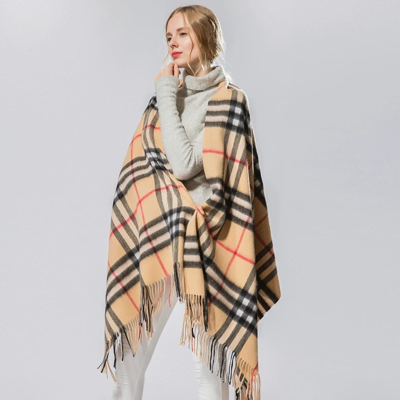Wool Wraps Striped New Fashion Cashmere Scarves With Tassel Women Warm Winter Pashmina Thick Warm Wool Shawl Wrap Hot Sale