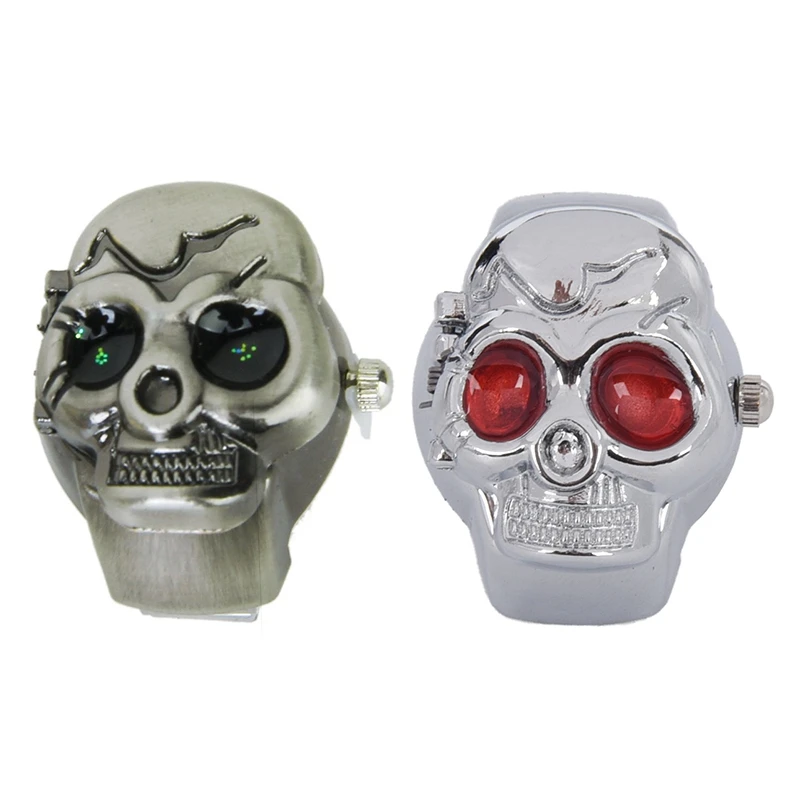 Дизайнерские кварцевые часы с красными глазами и черепом для женщин мужчин