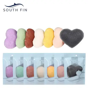

7 Colors Heart-shaped Cleansing Puff Sponge Exfoliating Cleansing Konjac Flutter Natural Soft Deep Cleansing Blackhead Face Wash