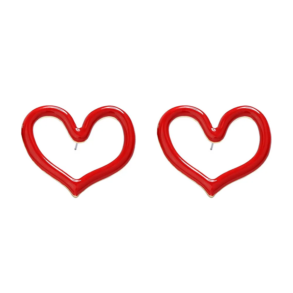 

Hollow Enamel Love Red Heart Stud Earrings for Women Girls Jewelry Valentine's Gifts