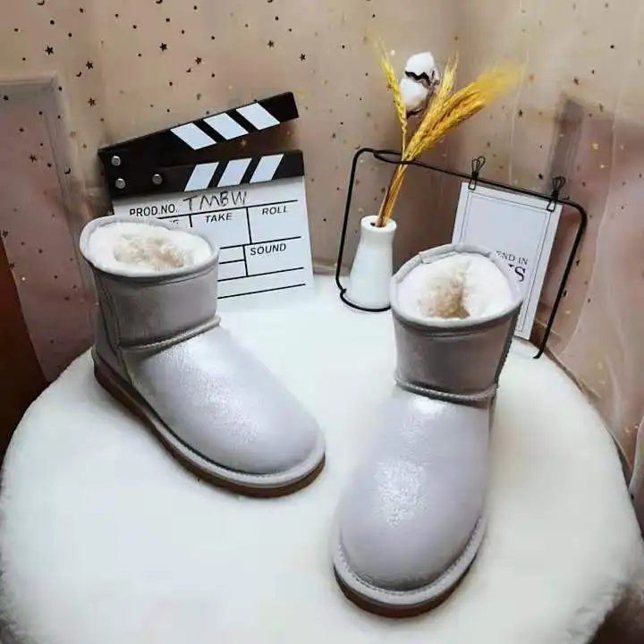 ; зимние сапоги на натуральном меху; botas mujer; классические Водонепроницаемые зимние сапоги из натуральной воловьей кожи; зимняя обувь для женщин - Цвет: white waterproof