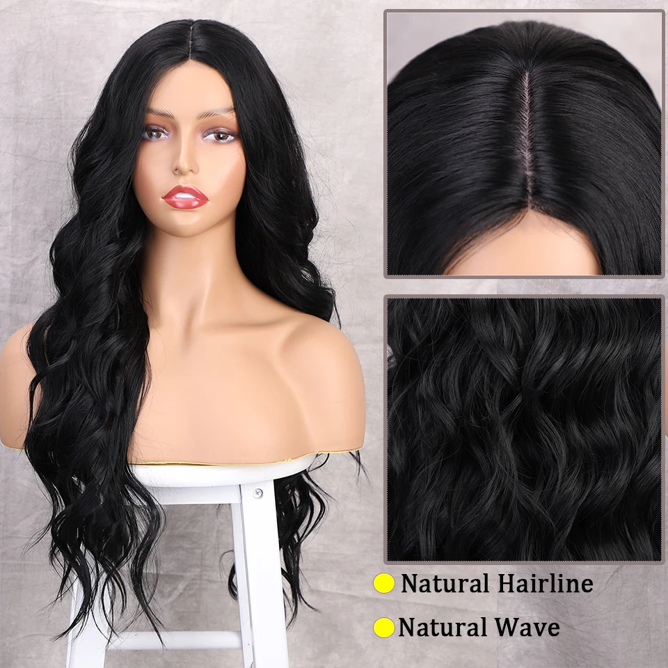 Nnzes Wavy Synthetic Wigs 26Inches Long Water Wave Black Wig Middle Part Synthetic Wigs For Women Brown Red Heat Resistant Hair 5 Nnzes Wavy Synthetic Wigs 26Inches Long Water Wave Black Wig Middle Part Synthetic Wigs For Women Brown Red Heat Resistant Hair