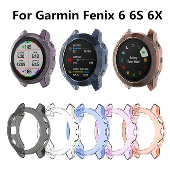 Funda protectora para Garmin Fenix 6 6S 6X, marco de reloj inteligente, funda de TPU transparente de cristal suave para 6 Pro 6S Pro 6X Pro