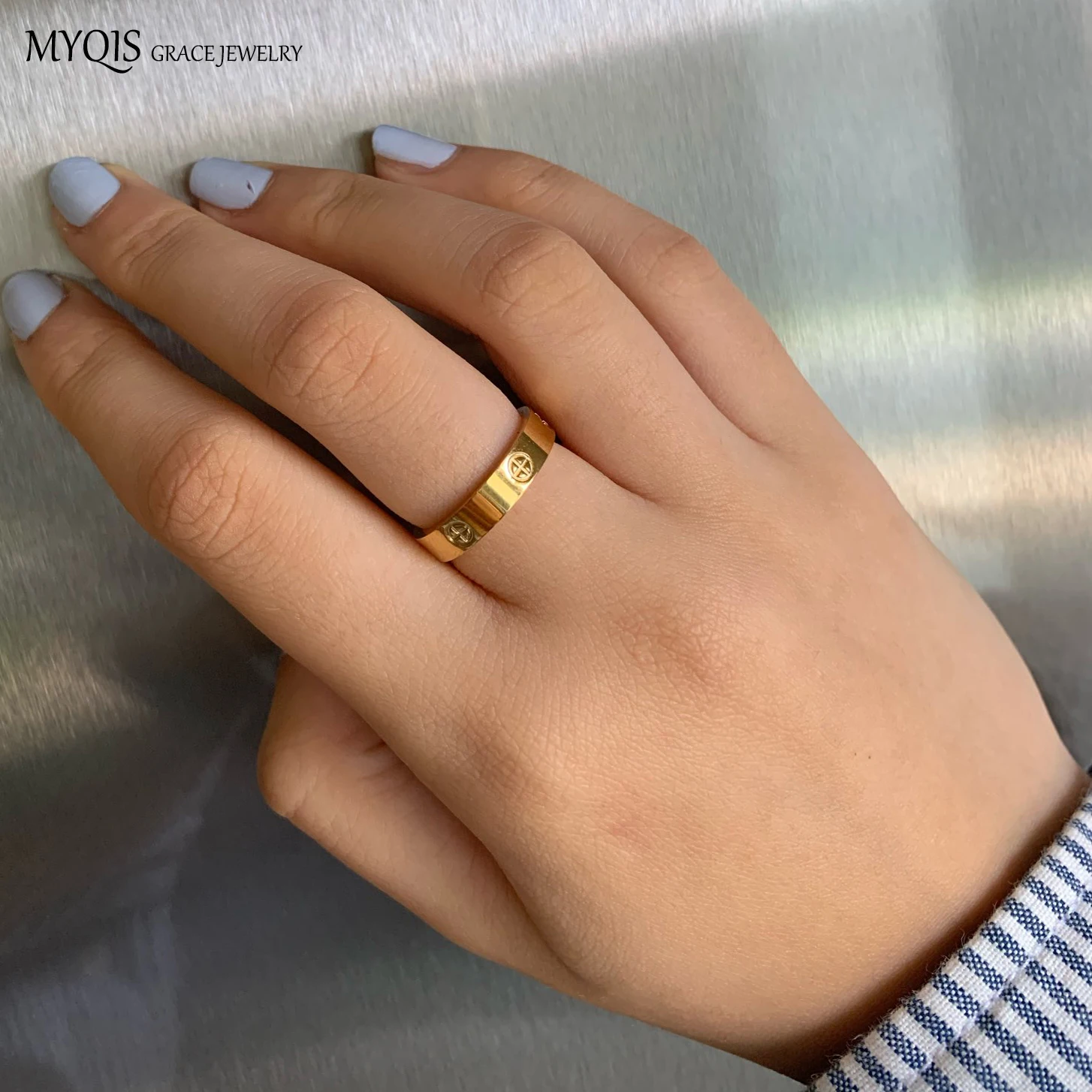MYQIS Vintage Philip's Head Cross Screw Rings For Women Men 316L Stainless Steel Lover Ring Office 2019 Bague 2021 Trend Jewelry |