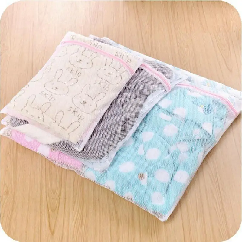 3 Size Printing Zippered Mesh Laundry Bag Polyester Washing Net Bag For Underwear Sock Washing Machine Pouch Clothes Bra Bags