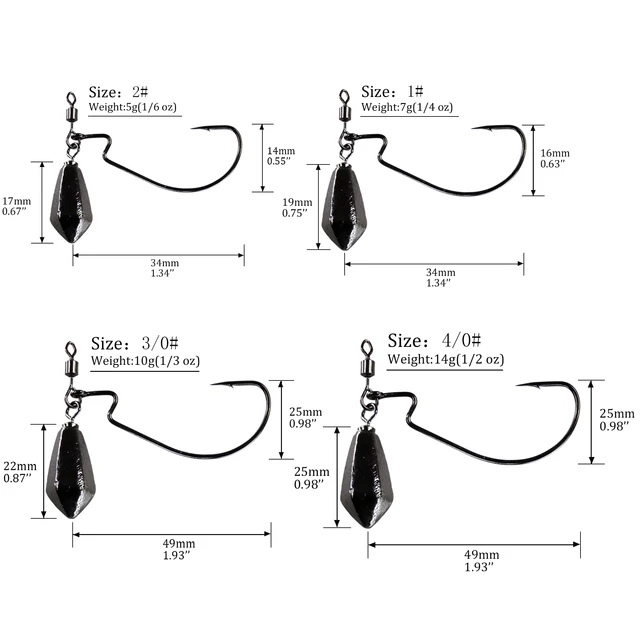 Thkfish 1 pack Offset Hooks with Weight 5g 7g 10g 14g Wide Crank Offset  Fishhook For Soft Worm Drop Shot Rig Fishing Tackle - AliExpress