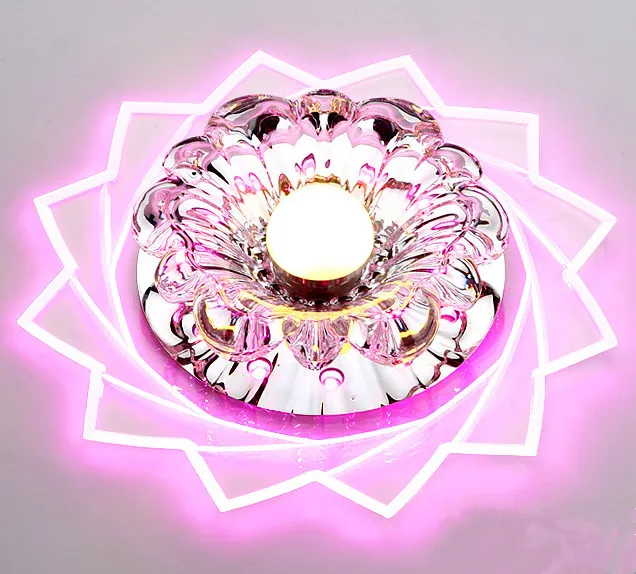 Современный светодиодный потолочный круговой светильник с кристаллами, мини потолочный светильник, светильник Rotunda для гостиной, коридора, кухни - Цвет корпуса: C Pink