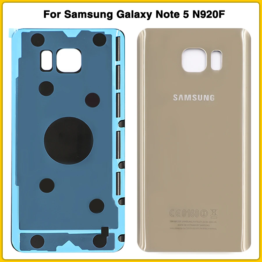 

New note5 Rear Housing Case For Samsung Galaxy Note 5 N920 N920F Battery Cover Door Rear Chassis Glass Replacement