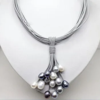 

Hot sale new Style >>>>>CHARMING AAA BIG PEARL PENDANT NECKLACE LEATHER CORD CHAIN MAGNET CLASP FASHION