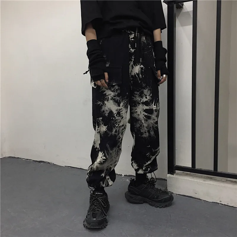 

Qlychee Tie Dyeing Women Bottoms Pants Elastic Waist Loose Female Jogger Pants Trousers Casual Spring Autumn Lady Cargo Pants