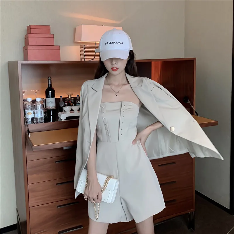 

Photo Shoot Net Price 2019 New Style Set Women's Tennis hong yang Gas High Cold Royal Sister-Style Suit Tube Top Onesie Two-Piec