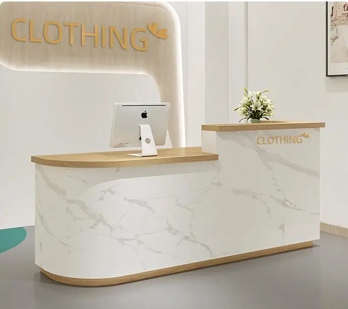 Curved clothing milk tea women's clothing store bar counter cashier beauty salon small reception desk reception counter