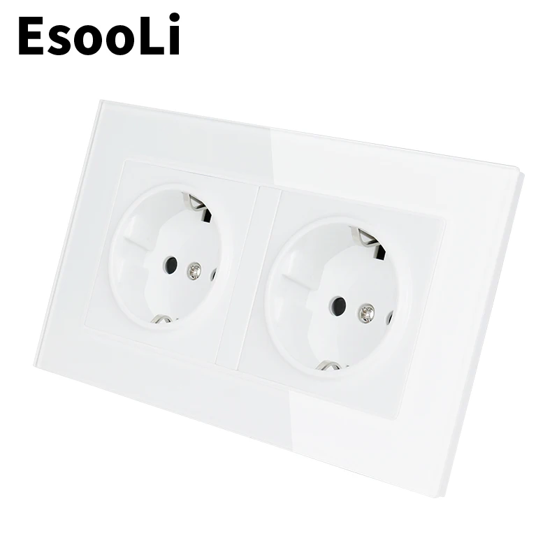 Двойная стеклянная панель EsooLi 16 А с заземлением и защитой от детей|Электрические
