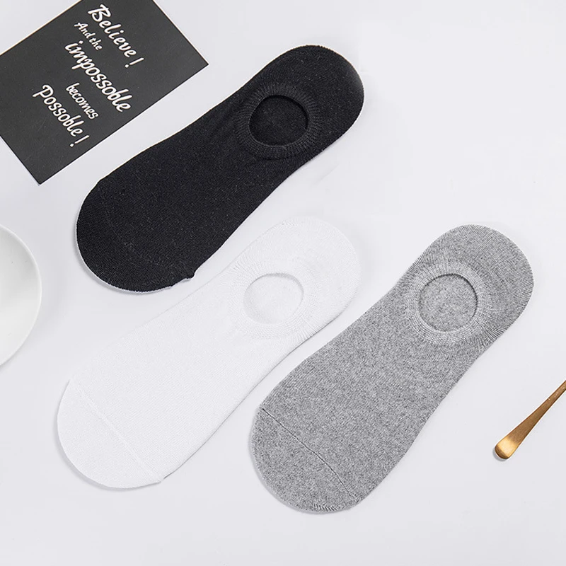 

10 Pairs Men's Boat Socks Fashion Summer Invisible Breathable Elastic Cotton Male Anti-Slip Silicone Ankle Socks Sliper Sox