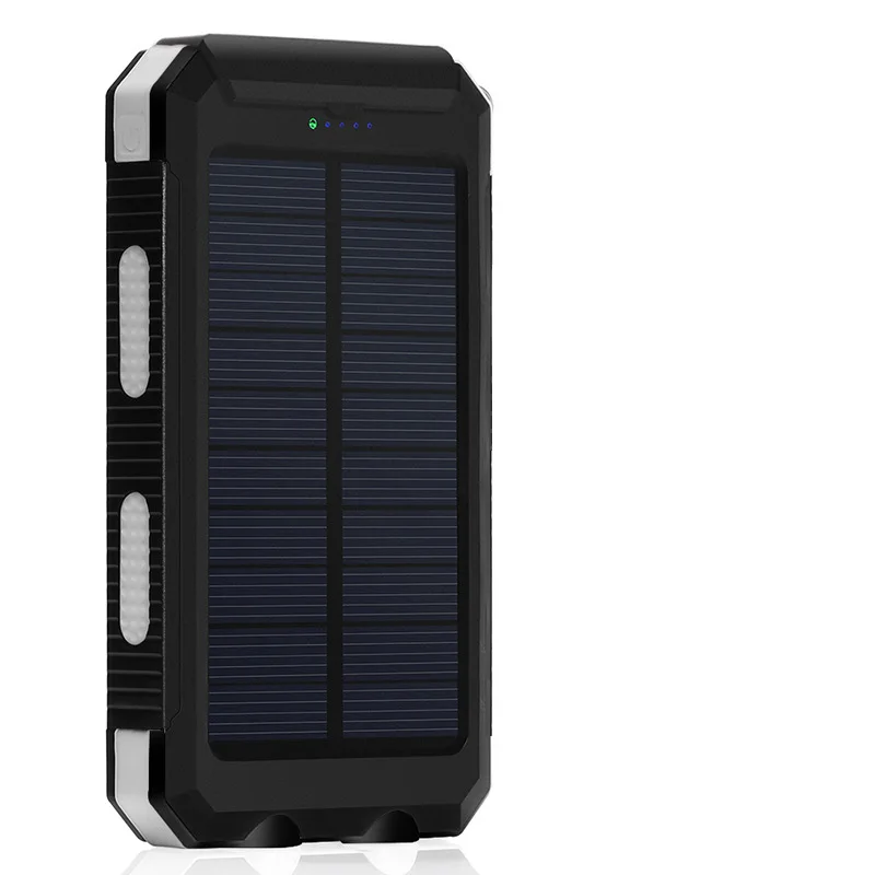 Солнечный внешний аккумулятор водонепроницаемый IP67 Технология светодиодный внешний аккумулятор Carregador Portatil power Bank для Xiao mi Iphone XR mi Poverbank - Цвет: Черный