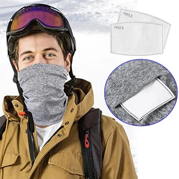 

2 Pcs Multi-purpose Neck Gaiter Face Cover Bandanas Scarf Headwear with PM2.5 Filters Anti Dust for Outdoors FS99