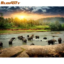 RUOPOTY Рамка Картина Сделай Сам картина по номерам Набор для создания пейзажа современный домашний настенный художественный Рисунок уникальный подарок для домашнего декора