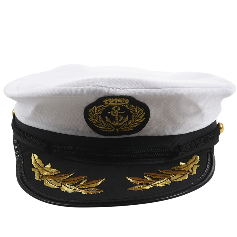 Взрослый яхты Лодка детская атласная фуражка капитана темно-синяя кепка корабль матросский костюм праздничное нарядное платье черный+ белый