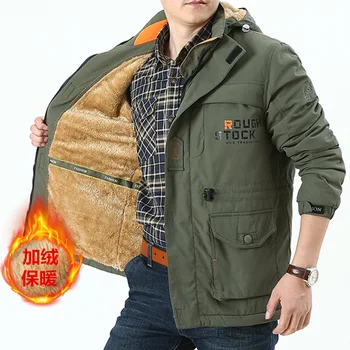 

KOSMO MASA Cotton Hooded Winter Jacket Men Warm Padded Velvet 5XL Bomber Jacket Military Man Fur Coats Down Parkas For Men MP051