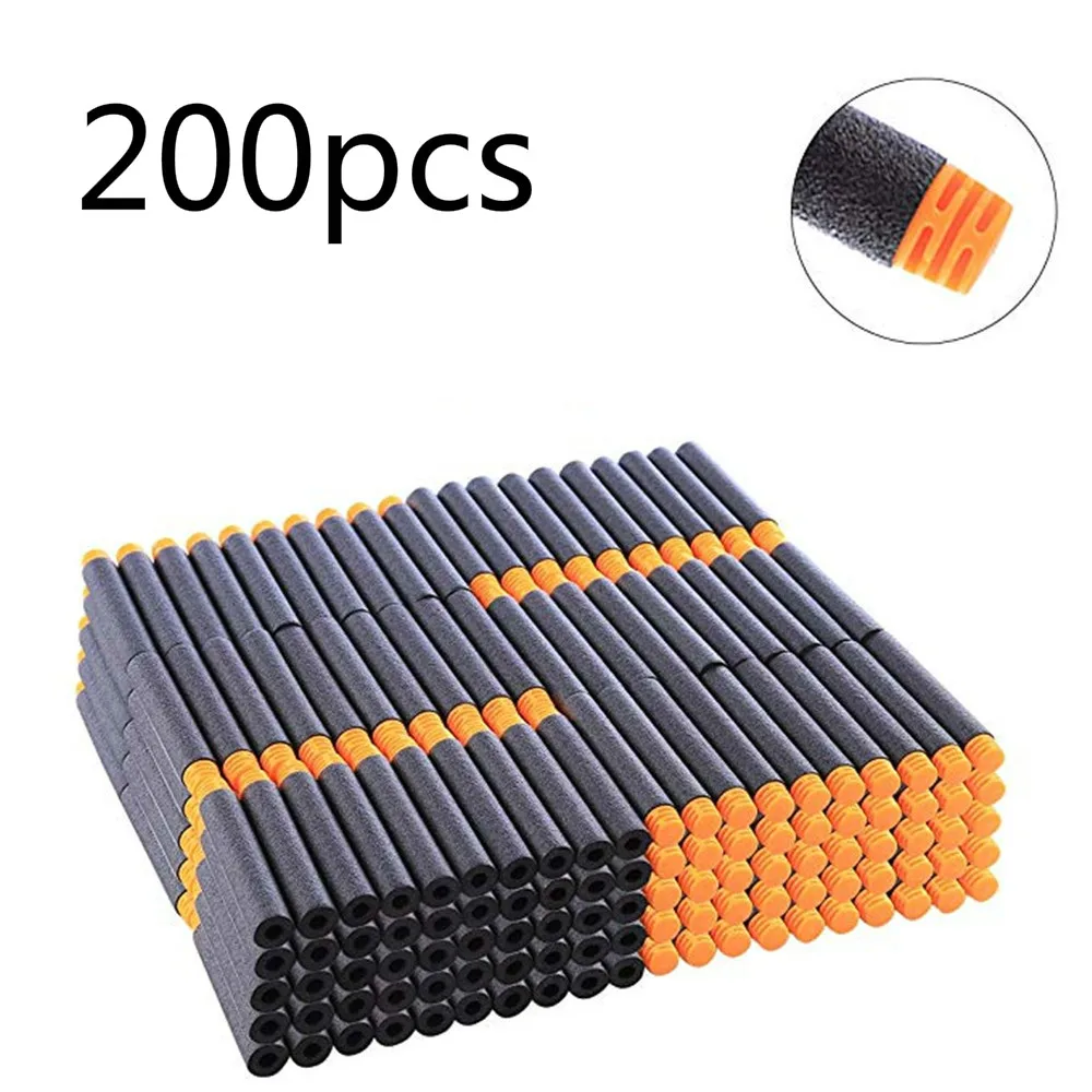 

200PCS Black Soft EVA Toy Gun Bullets 7.2cm*1.3cm Refill Darts For Nerf Series Blasters Xmas Kid Children Gift (New Arrival)