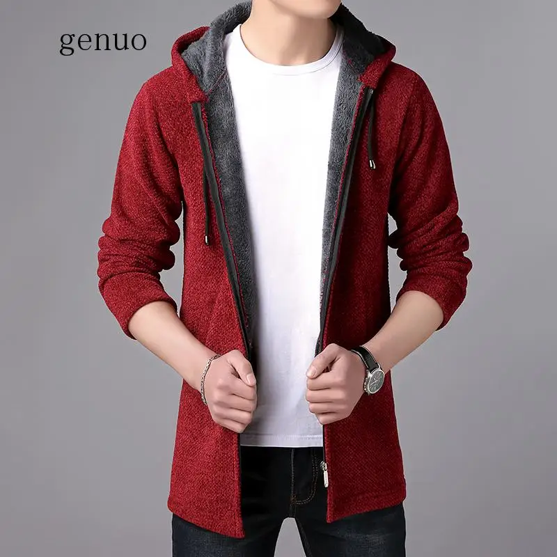 quente longo cardigan masculino com capuz camisola