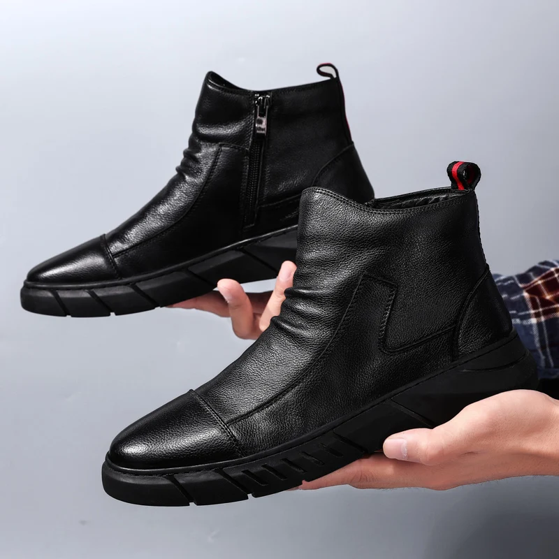 

Men Casual Shoes High Top Sneakers Zip Fashion Shoes Male Street Leisure Black Shoes Zapatos De Hombre Footwear Adult Krasovki