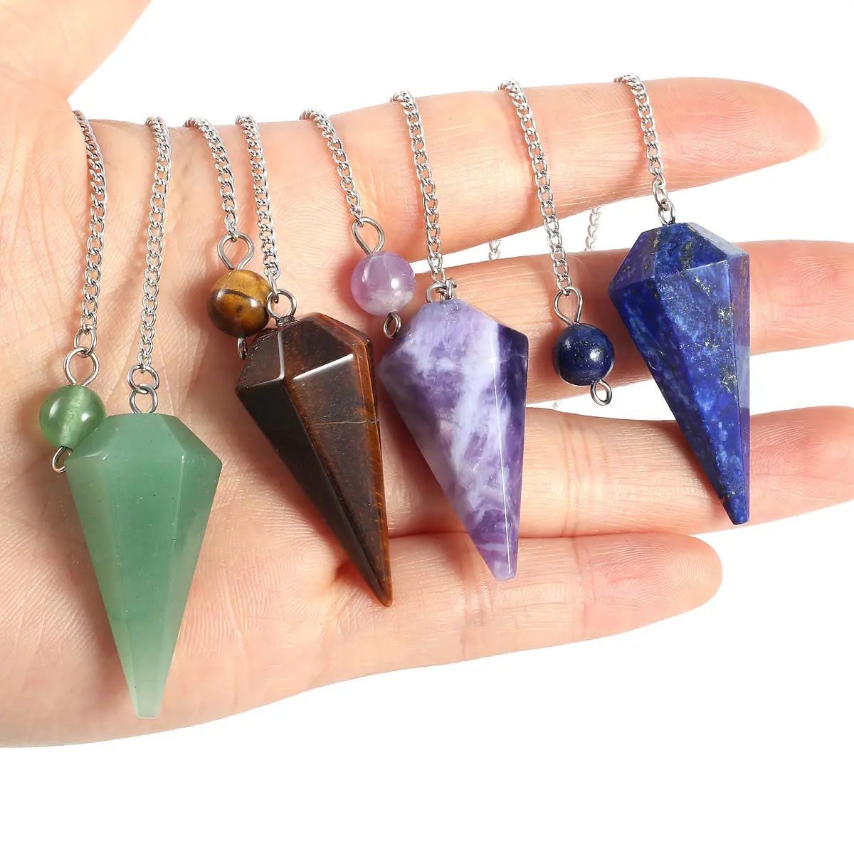 

Wholesale Boyfriend Gift Natural Stone Pendant Necklace Jewelry Tiger Eyes Stone Rose Quartzd Pendant Ball Divination Pendulum