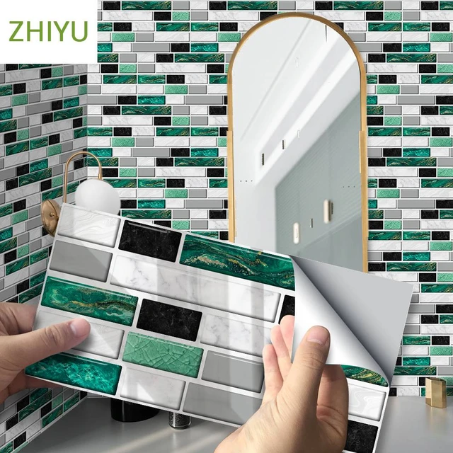 Pegatinas de azulejo de cristal con efecto 3D, pegatinas de pared  autoadhesivas impermeables DIY, Decoración de cocina y baño, papel tapiz de  PVC, 10 piezas - AliExpress